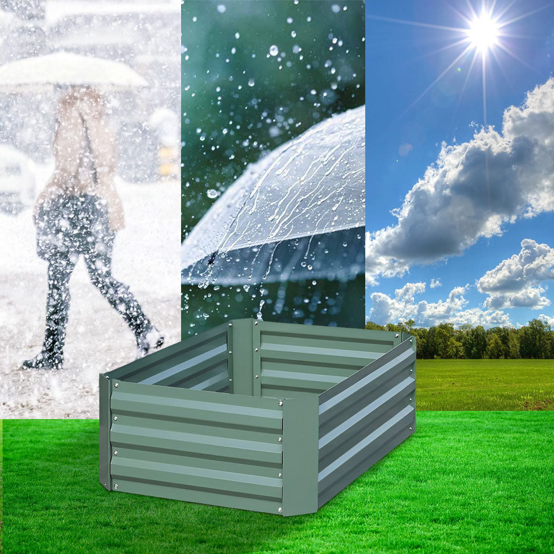 SOGA 100cm Square Galvanised Raised Garden Bed Vegetable Herb Flower Outdoor Planter Box - Cafe Supply