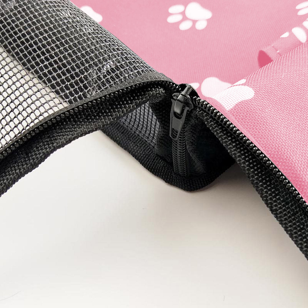 SOGA 2X Waterproof Pet Booster Car Seat Breathable Mesh Safety Travel Portable Dog Carrier Bag Pink - Cafe Supply