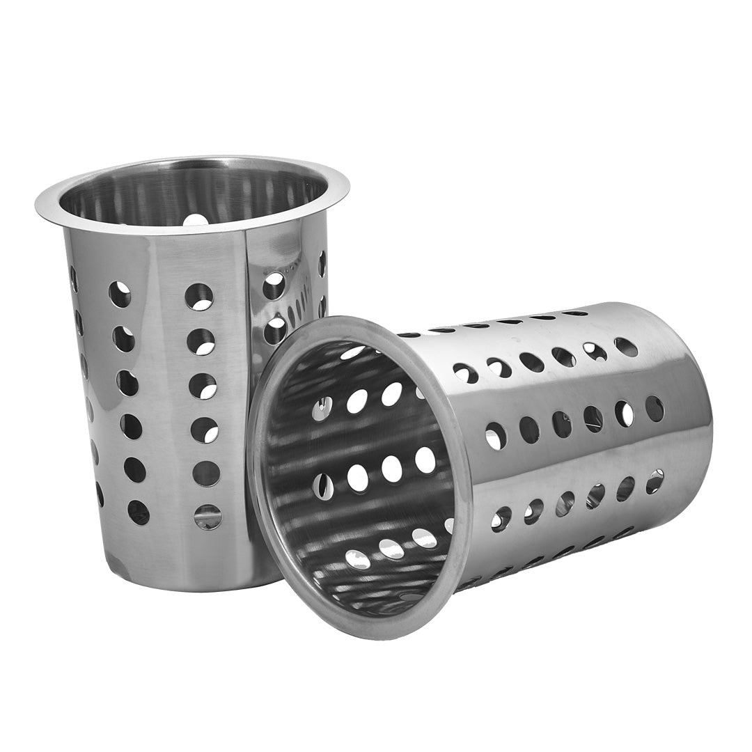 SOGA 2X 18/10 Stainless Steel Commercial Conical Utensils Cutlery Holder with 6 Holes - Cafe Supply