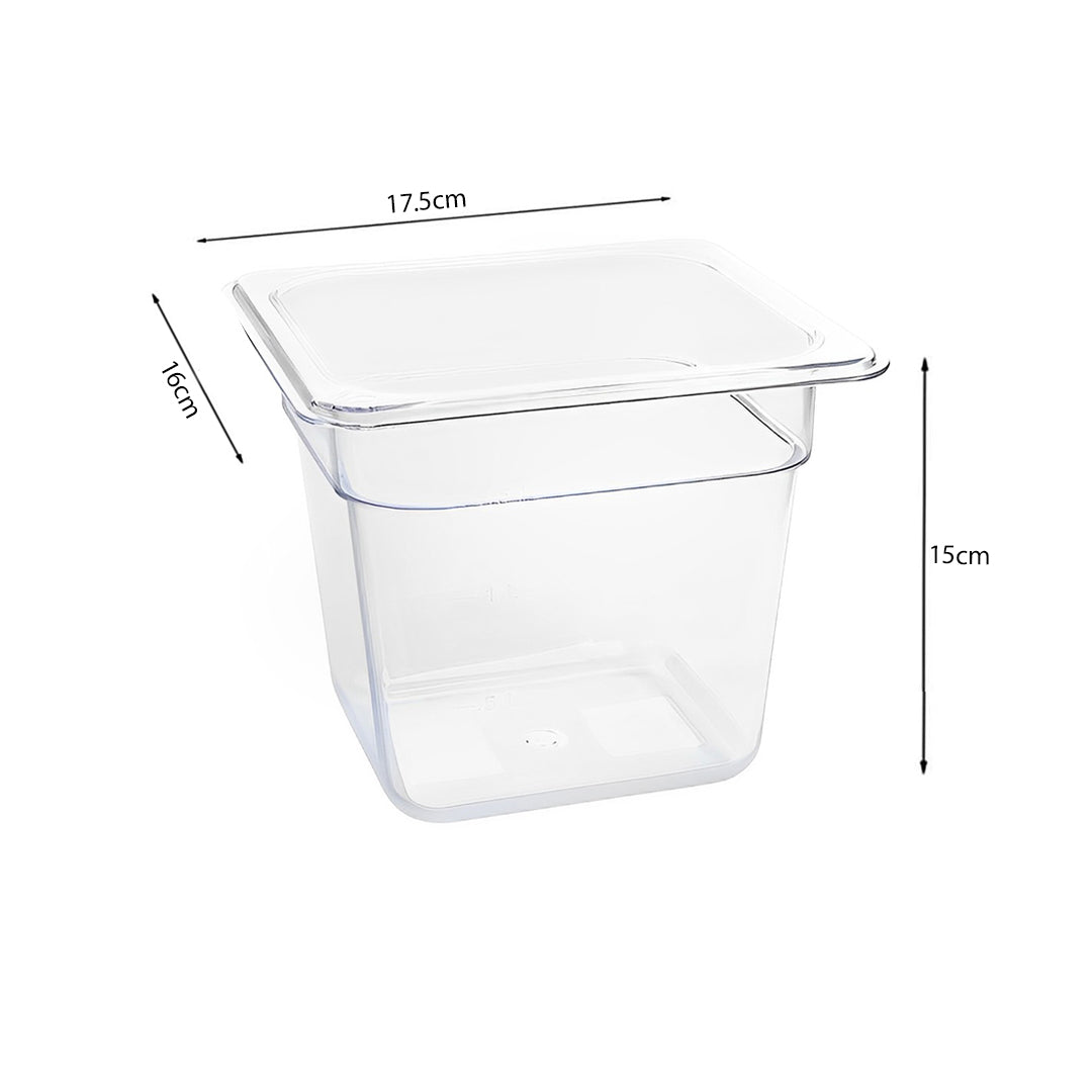 SOGA 150mm Clear Gastronorm GN Pan 1/6 Food Tray Storage Bundle of 2 with Lid - Cafe Supply