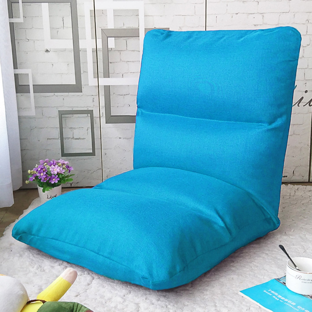 SOGA Lounge Floor Recliner Adjustable Lazy Sofa Bed Folding Game Chair Blue - Cafe Supply