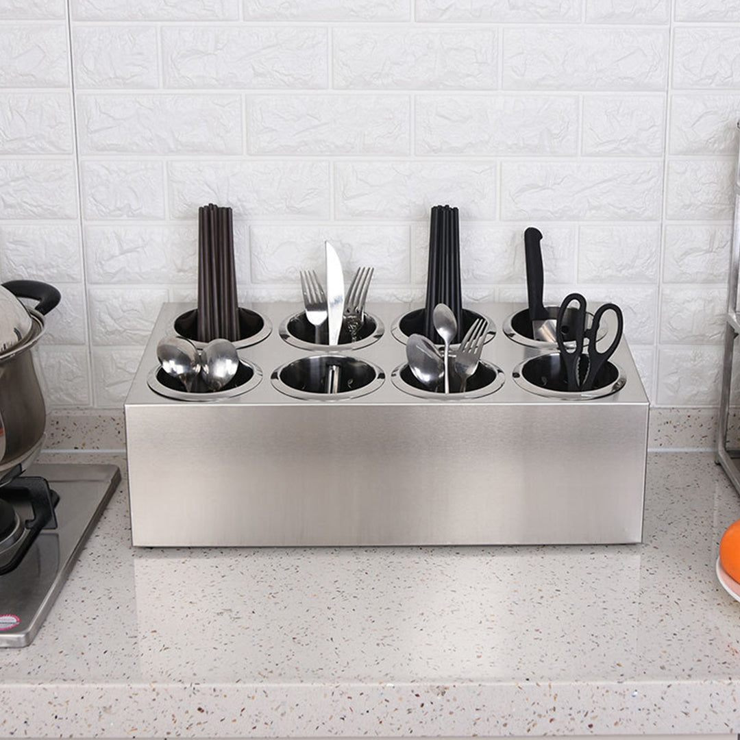 SOGA 18/10 Stainless Steel Commercial Conical Utensils Cutlery Holder with 8 Holes - Cafe Supply