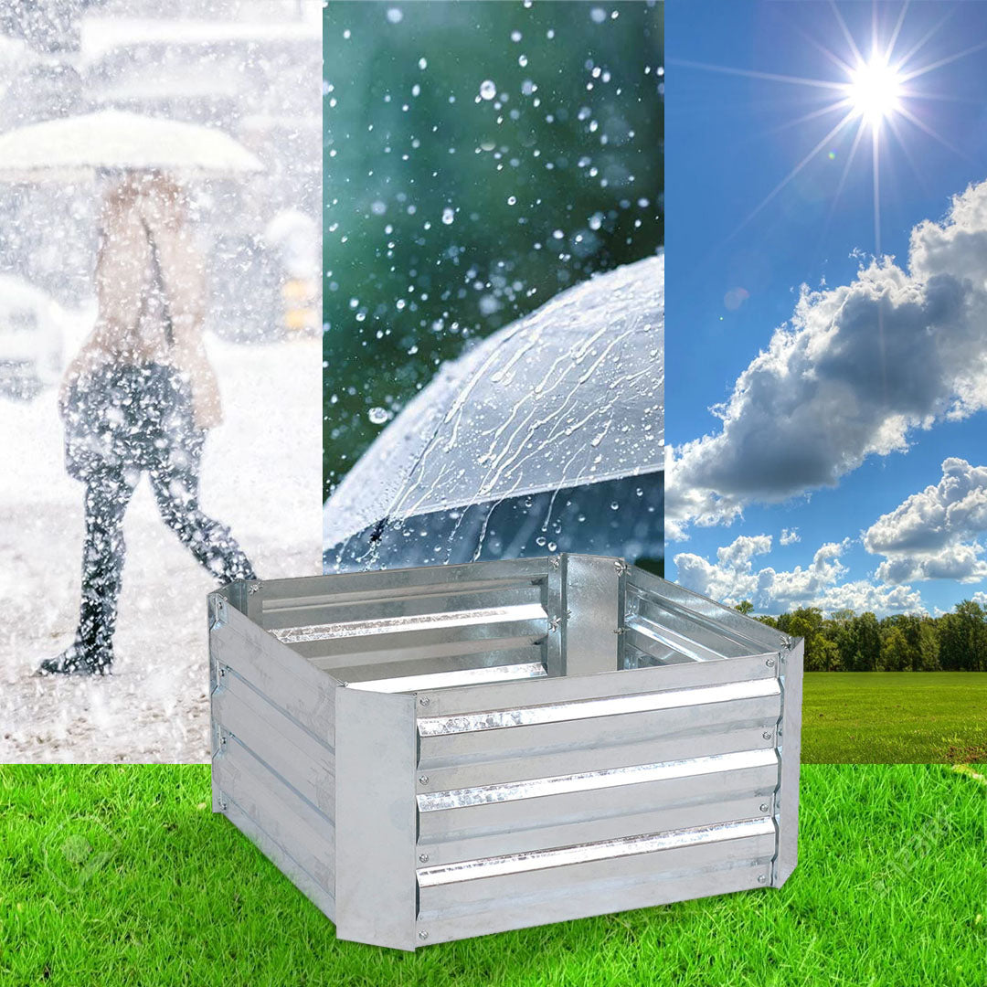 SOGA 60cm Square Galvanised Raised Garden Bed Vegetable Herb Flower Outdoor Planter Box - Cafe Supply