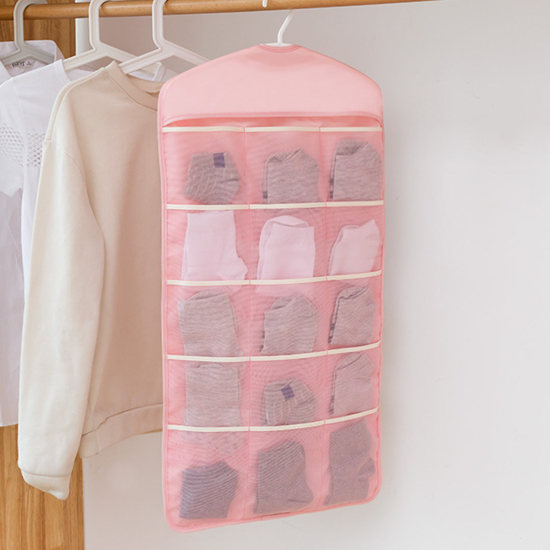 SOGA Pink Double Sided Hanging Storage Bag Underwear Bra Socks Mesh Pocket Hanger Home Organiser - Cafe Supply