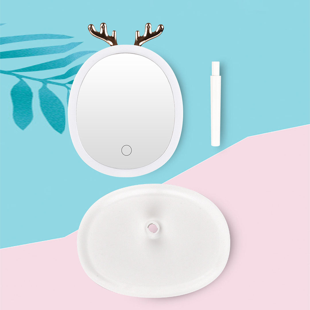 SOGA White Antler LED Light Makeup Mirror Tabletop Vanity Home Decor - Cafe Supply