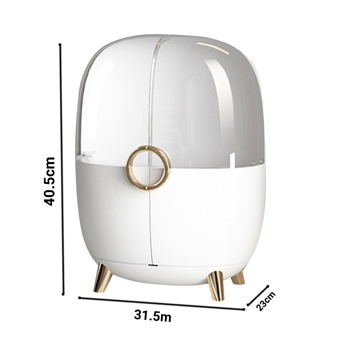 SOGA 2X White Transparent Countertop Makeup Organiser Cosmetic Storage Waterproof Dustproof Bathroom Skincare Holder with Lid - Cafe Supply