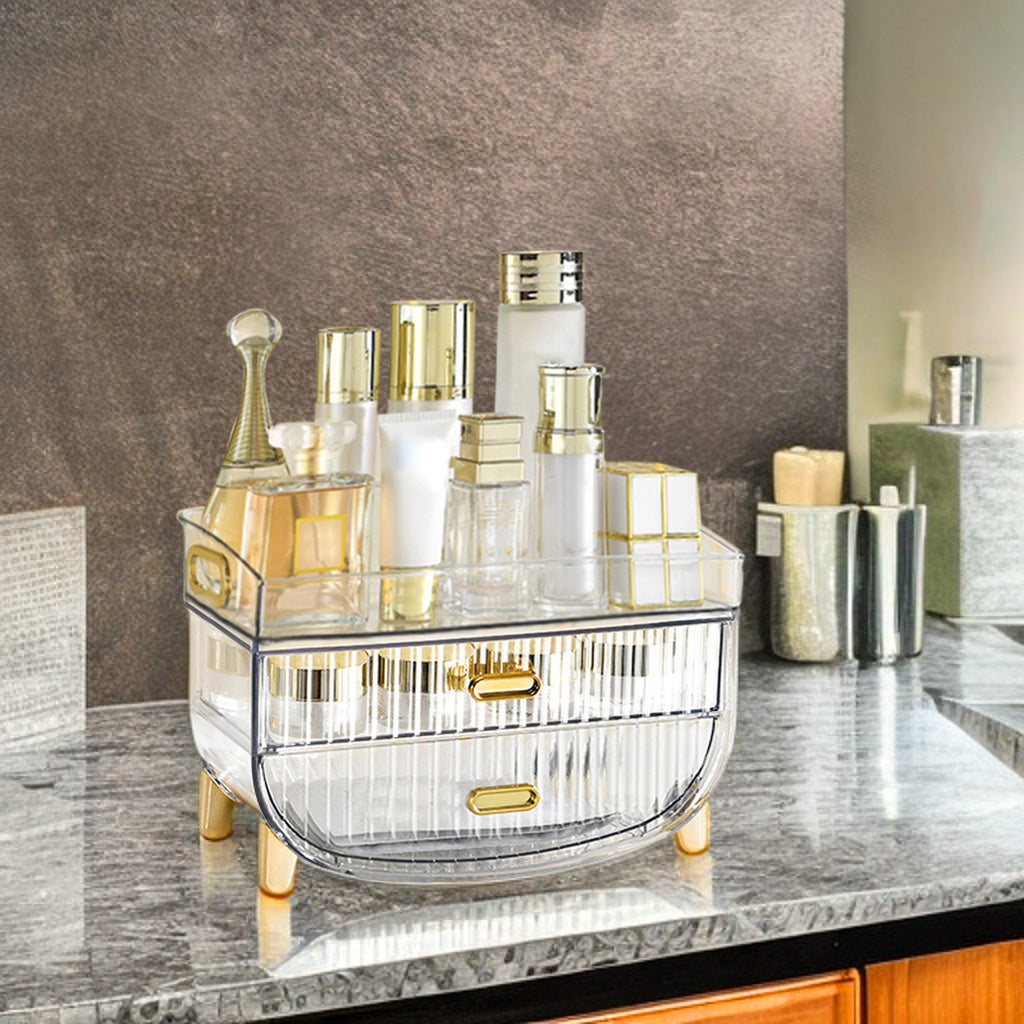 SOGA 3 Tier Transparent Multifunctional Countertop Cosmetic Storage Makeup Skincare Holder Jewelry Cabinet Bathroom Desk Drawer Vanity Organiser - Cafe Supply