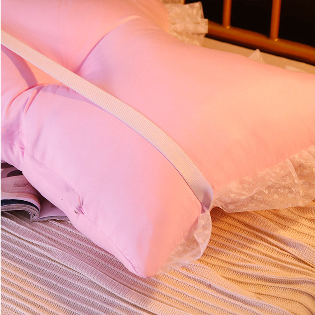 SOGA 2X 180cm Pink Princess Bed Pillow Headboard Backrest Bedside Tatami Sofa Cushion with Ruffle Lace Home Decor - Cafe Supply