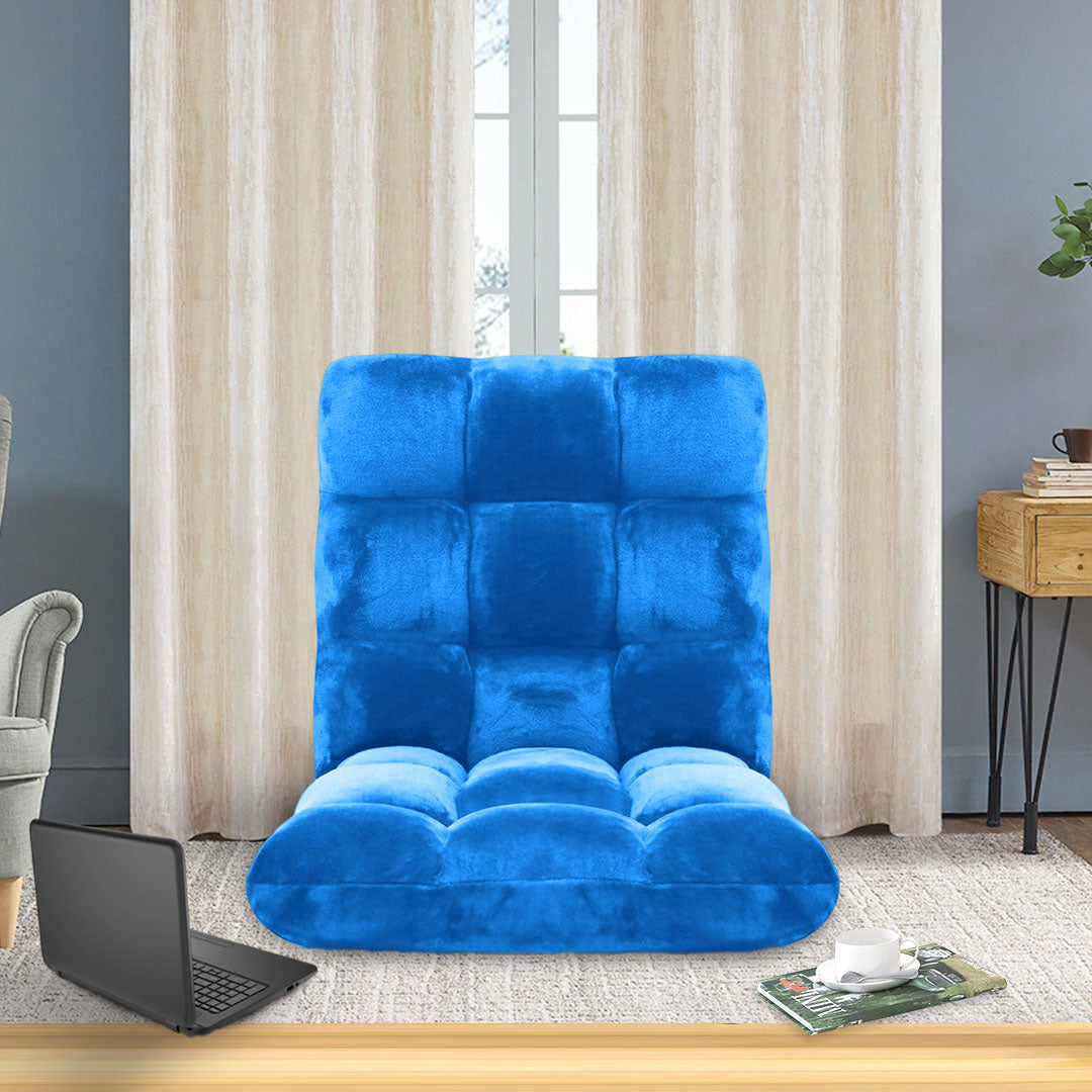 SOGA 4X Floor Recliner Folding Lounge Sofa Futon Couch Folding Chair Cushion Blue - Cafe Supply