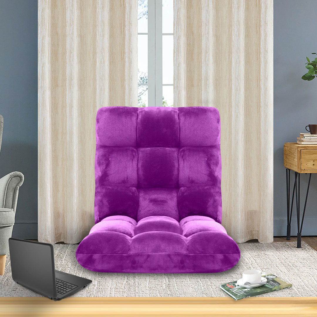 SOGA Floor Recliner Folding Lounge Sofa Futon Couch Folding Chair Cushion Purple - Cafe Supply