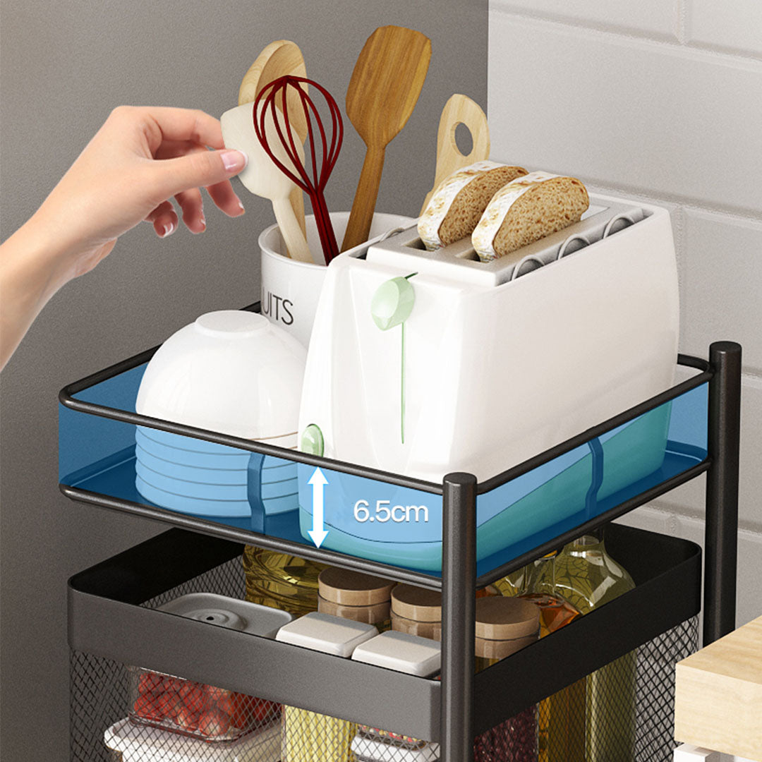 SOGA 5 Tier Steel Square Rotating Kitchen Cart Multi-Functional Shelves Portable Storage Organizer with Wheels - Cafe Supply