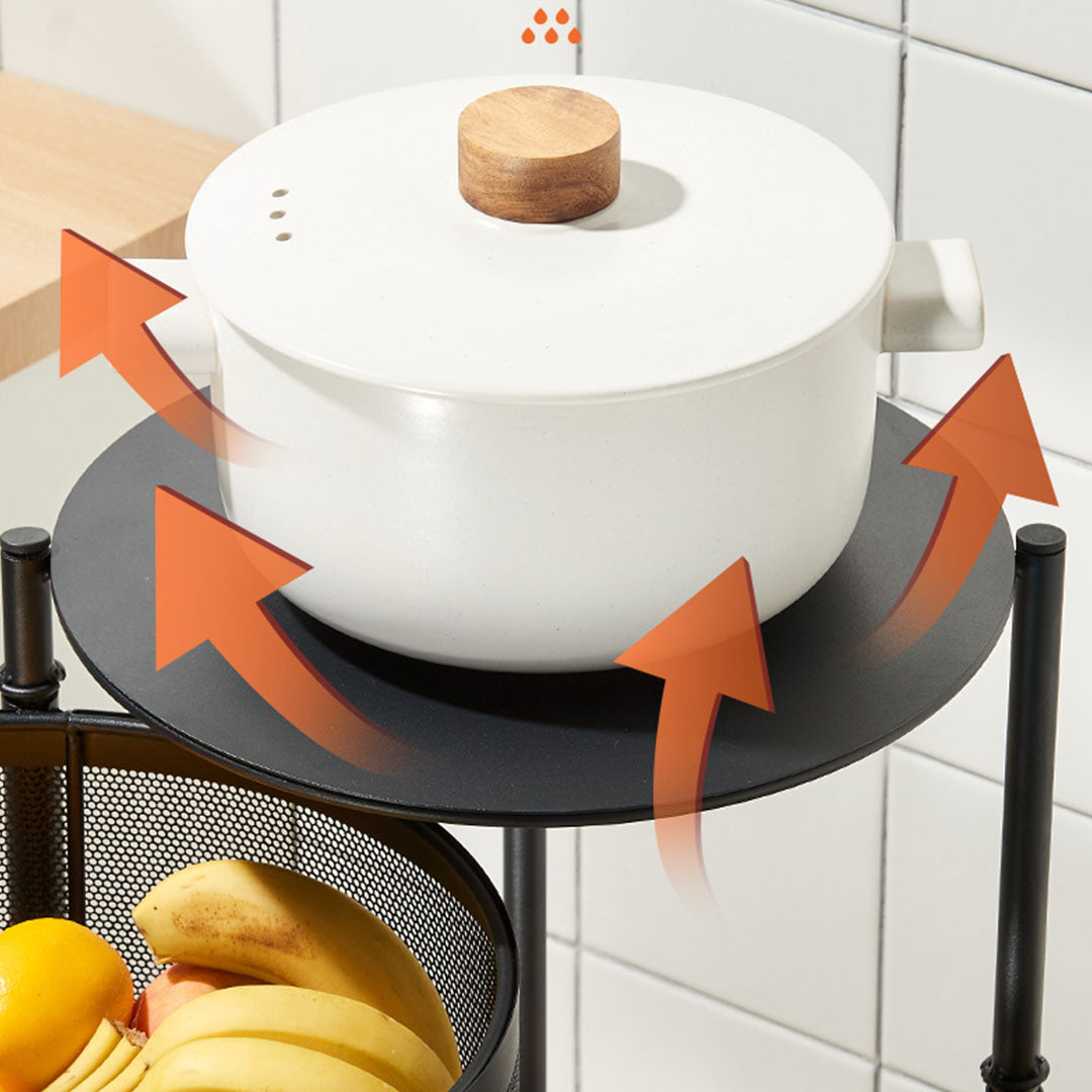 SOGA 2 Tier Steel Round Rotating Kitchen Cart Multi-Functional Shelves Portable Storage Organizer with Wheels - Cafe Supply