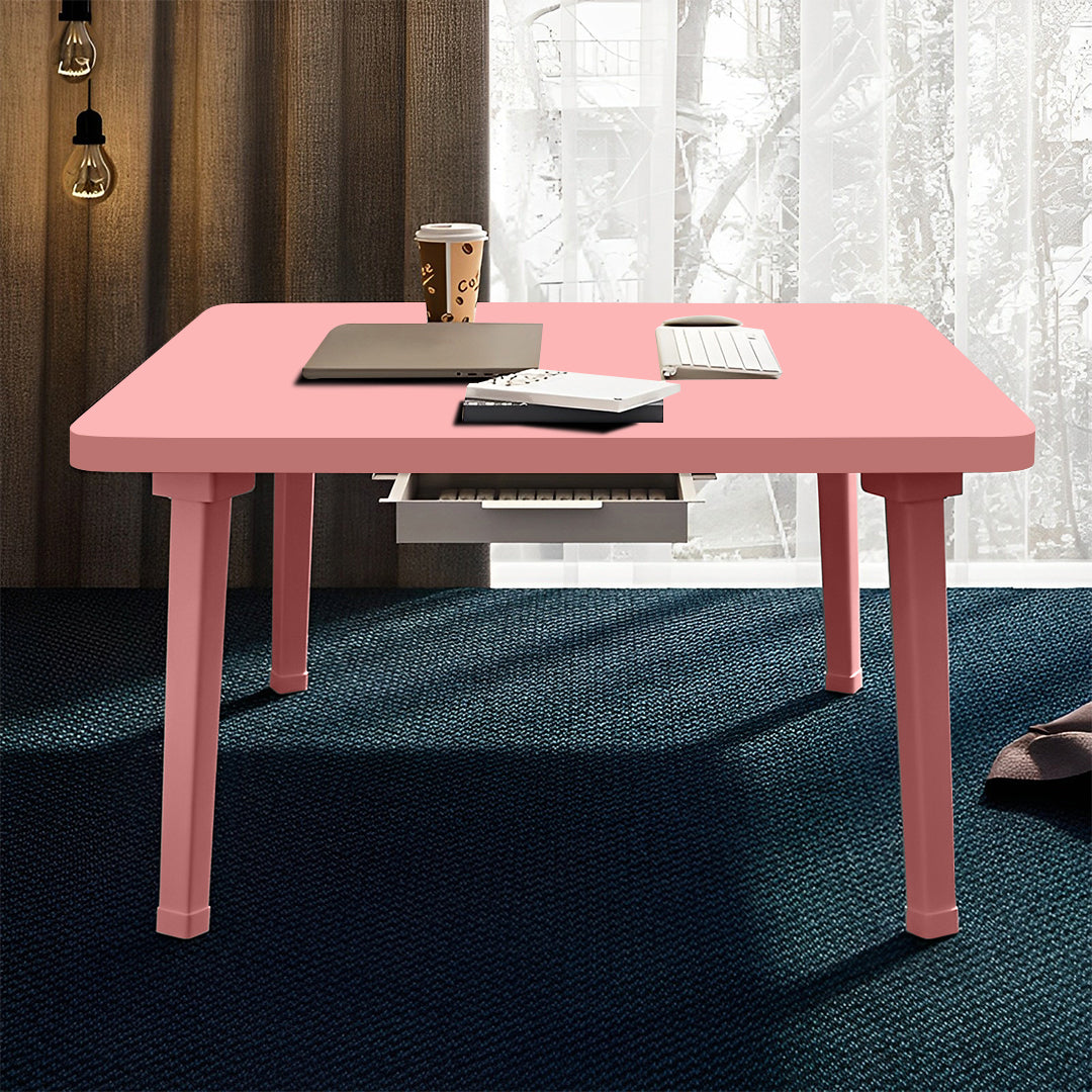 SOGA Pink Portable Floor Table Small Square Space-Saving Mini Desk Home Decor - Cafe Supply