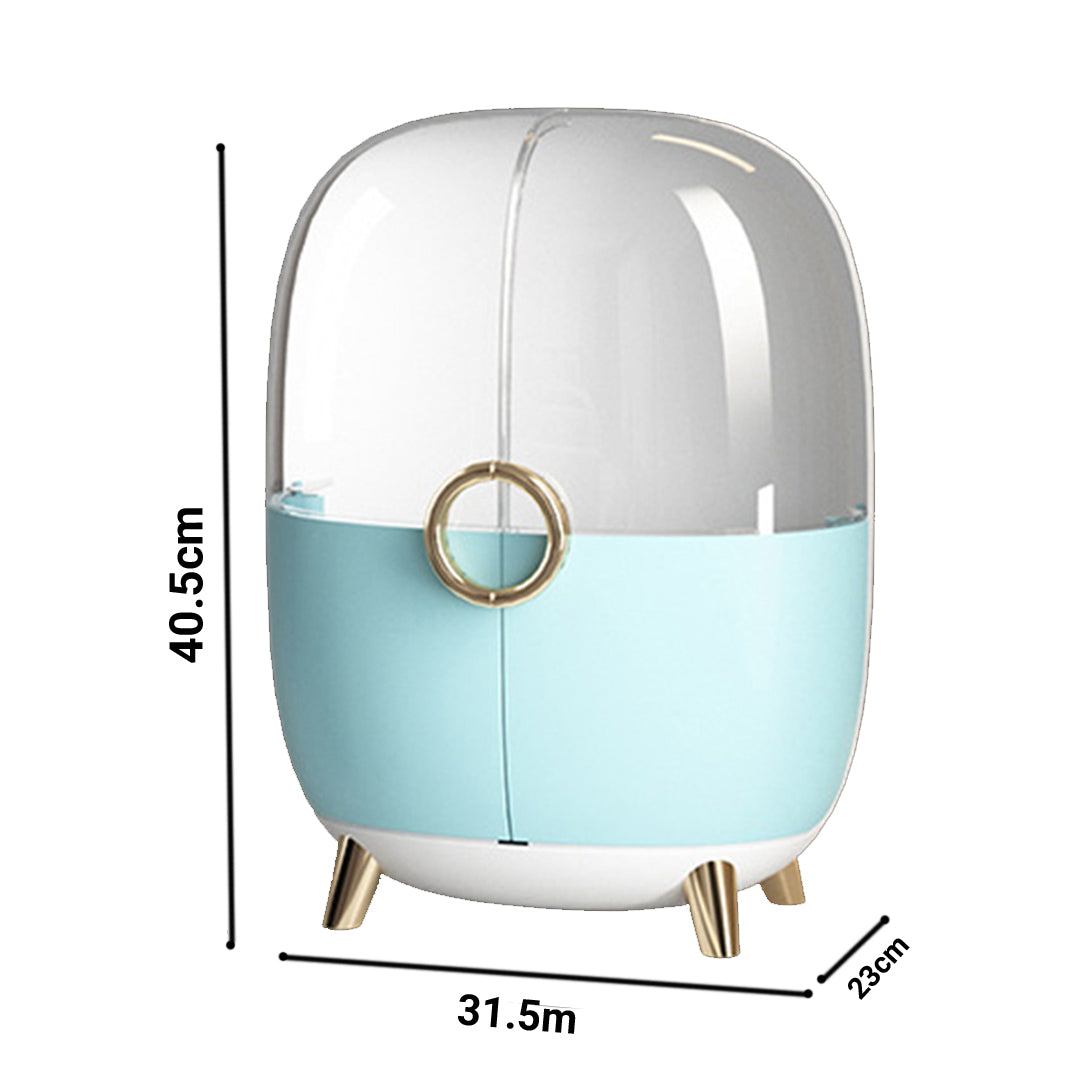 SOGA 2X Blue Transparent Countertop Makeup Organiser Cosmetic Storage Waterproof Dustproof Bathroom Skincare Holder with Lid - Cafe Supply