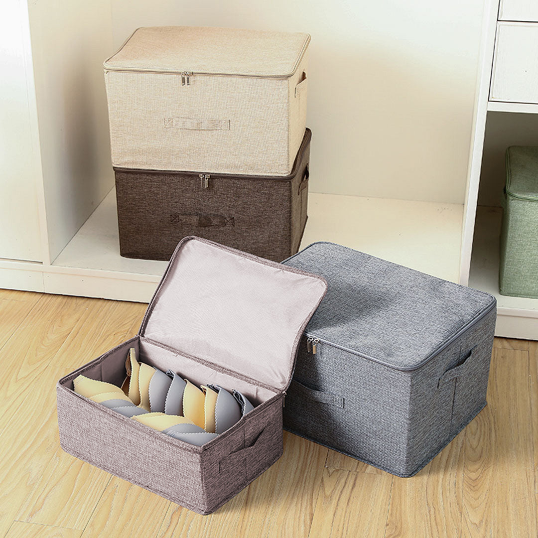 SOGA Coffee Small Portable Double Zipper Storage Box Moisture Proof Clothes Basket Foldable Home Organiser - Cafe Supply