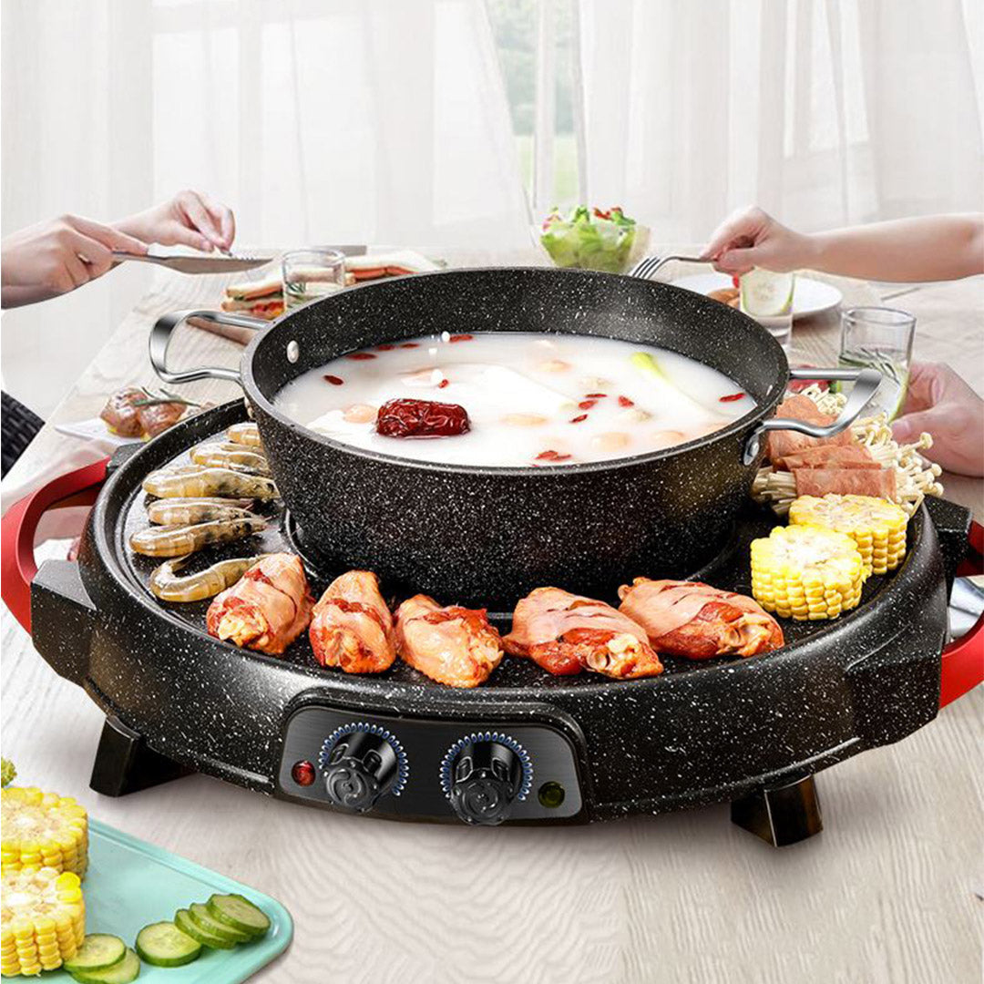 SOGA 2 in 1 Electric Stone Coated Teppanyaki Grill Plate Steamboat Hotpot - Cafe Supply