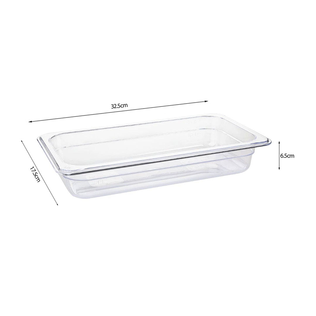 SOGA 65mm Clear Gastronorm GN Pan 1/3 Food Tray Storage with Lid - Cafe Supply