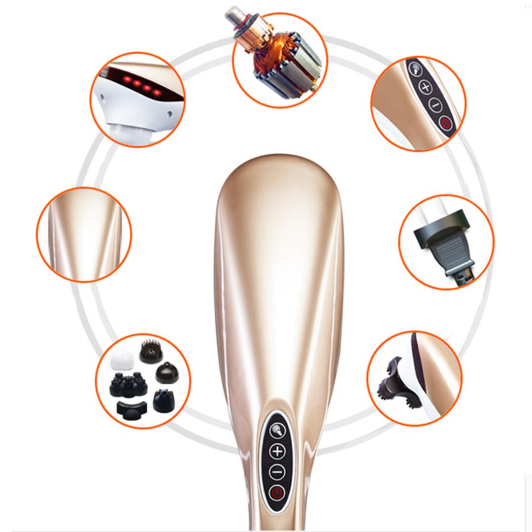 SOGA 6 Heads Portable Handheld Massager Soothing Stimulate Blood Flow Shoulder Gold - Cafe Supply