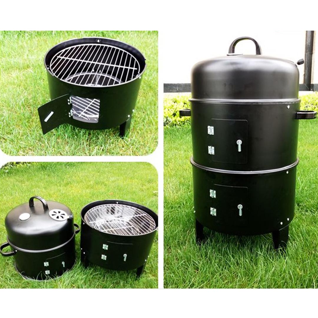 SOGA 2X 3 In 1 Barbecue Smoker Outdoor Charcoal BBQ Grill Camping Picnic Fishing - Cafe Supply