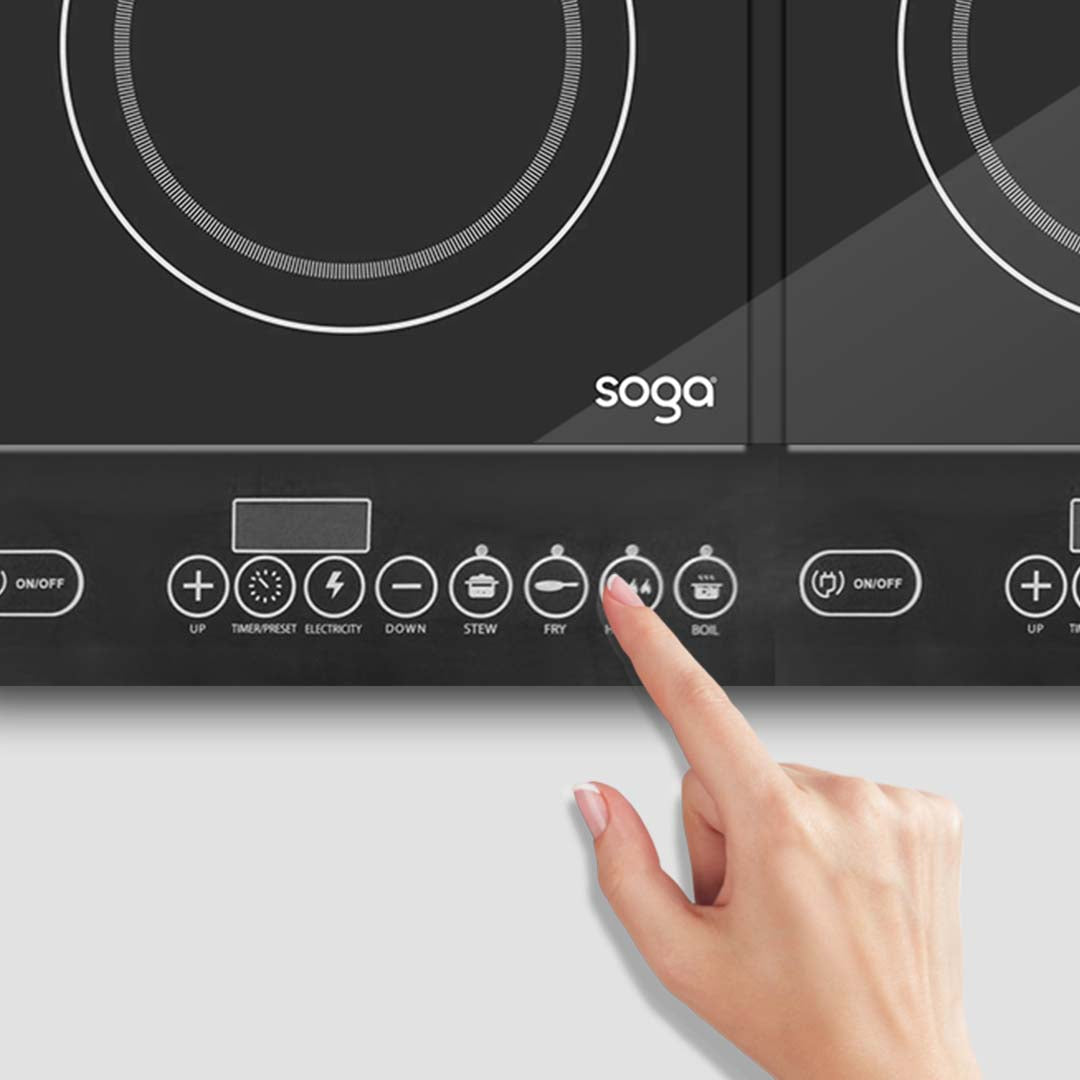 SOGA 2X Cooktop Portable Induction LED Electric Double Duo Hot Plate Burners Cooktop Stove - Cafe Supply