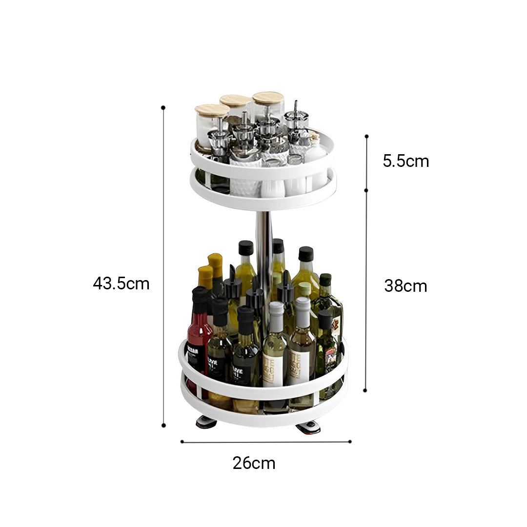 SOGA 2X 2 Tier Steel White Round Rotating Multi-Function Kitchen Portable Storage Spice Seasoning Kitchen Countertop Organiser Shelf - Cafe Supply
