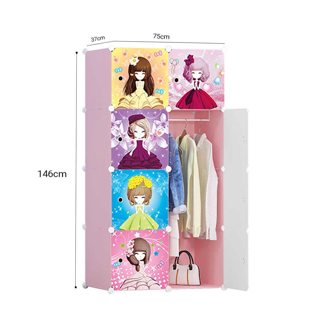 SOGA 8 Cubes Princess Design Portable Wardrobe Divide-Grid Modular Storage Organiser Foldable Closet - Cafe Supply