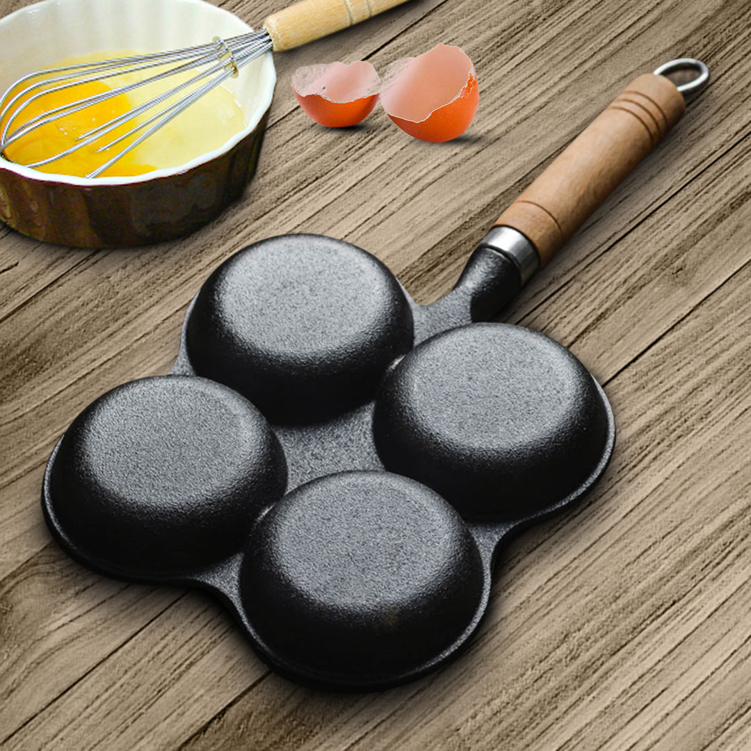 SOGA 4 Mold Multi-Portion Cast Iron Breakfast Fried Egg Pancake Omelet Fry Pan - Cafe Supply
