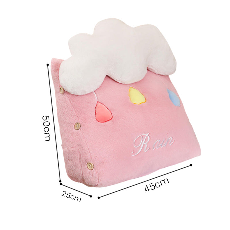 SOGA Pink Cute Rain Cloud Cushion Soft Leaning Lumbar Wedge Pillow Bedside Plush Home Decor - Cafe Supply