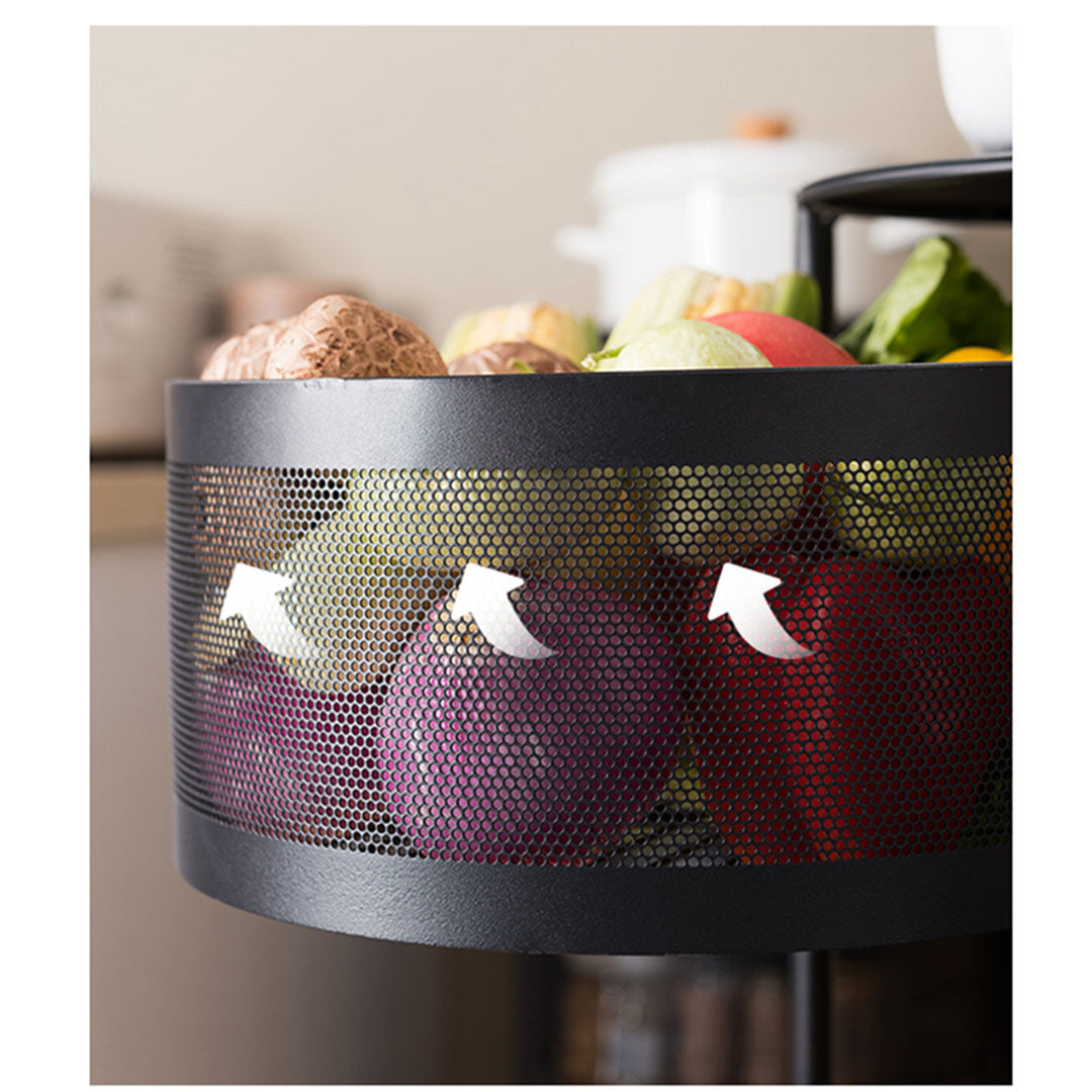 SOGA 4 Tier Steel Round Rotating Kitchen Cart Multi-Functional Shelves Portable Storage Organizer with Wheels - Cafe Supply