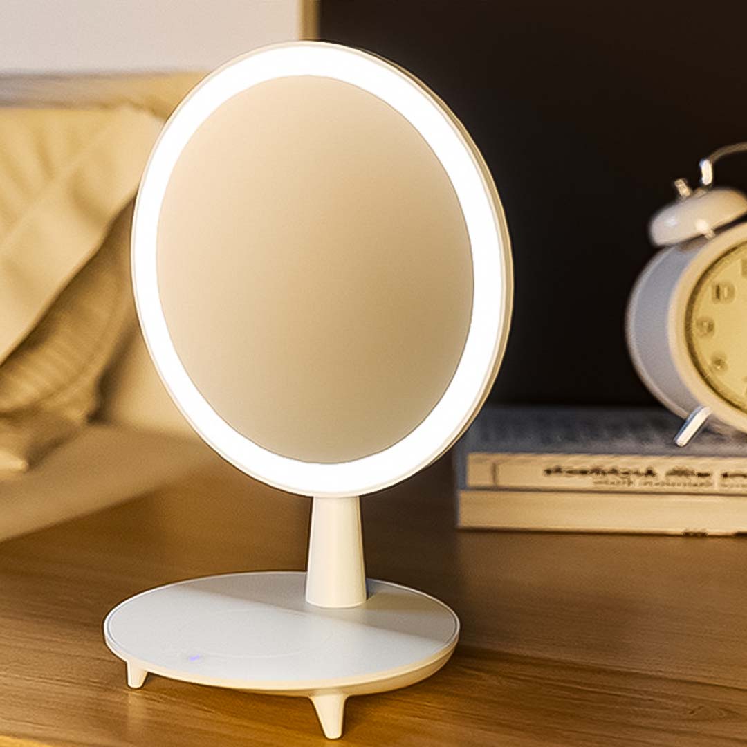 SOGA Round White Rechargeable LED Light Makeup Mirror Tabletop Vanity Home Decor - Cafe Supply