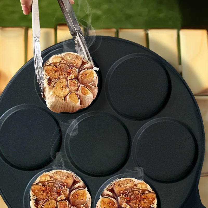 SOGA 23cm Cast Iron Takoyaki Fry Pan Octopus Balls Maker 7 Hole Cavities Grill Mold - Cafe Supply