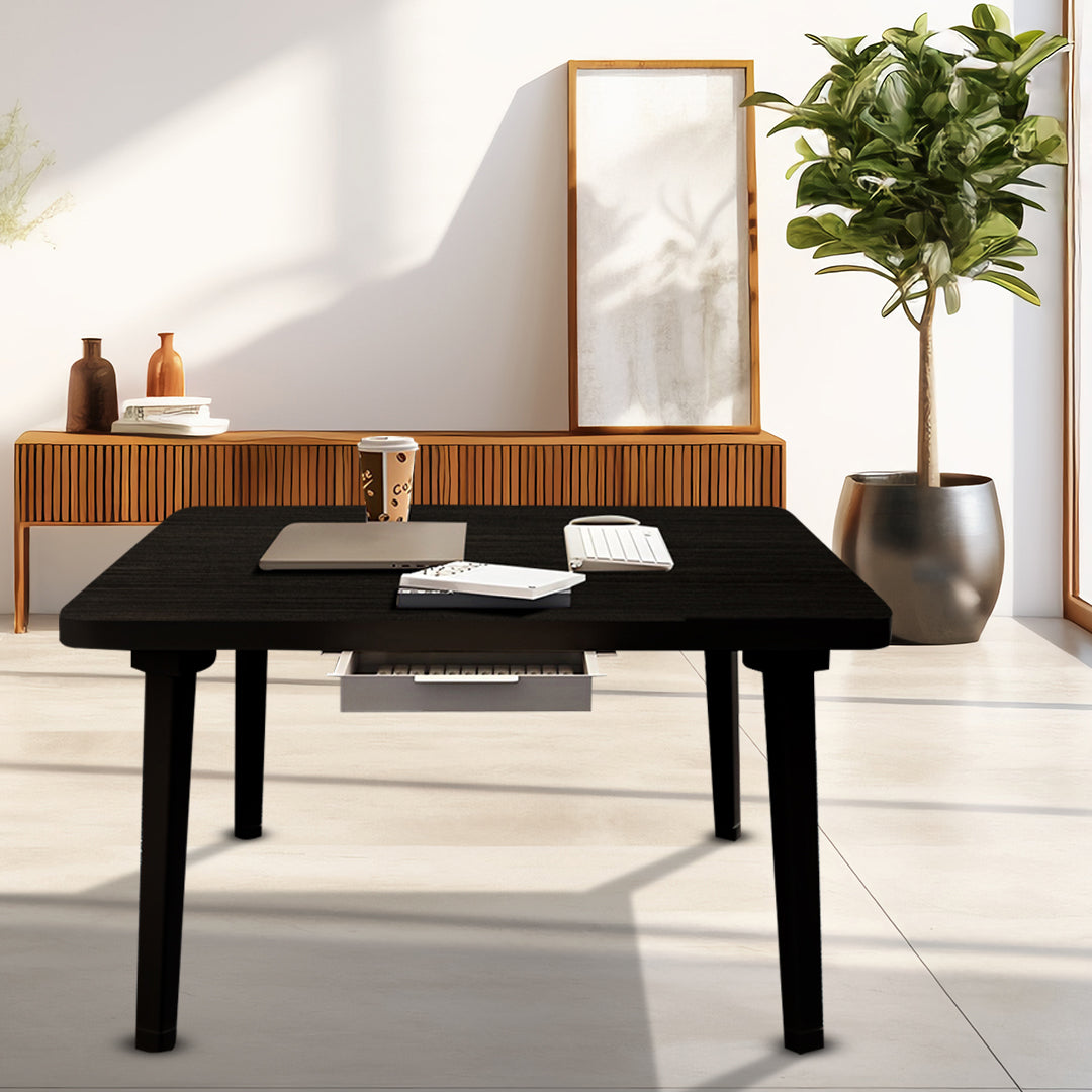 SOGA 2X Black Portable Floor Table Small Square Space-Saving Mini Desk Home Decor - Cafe Supply