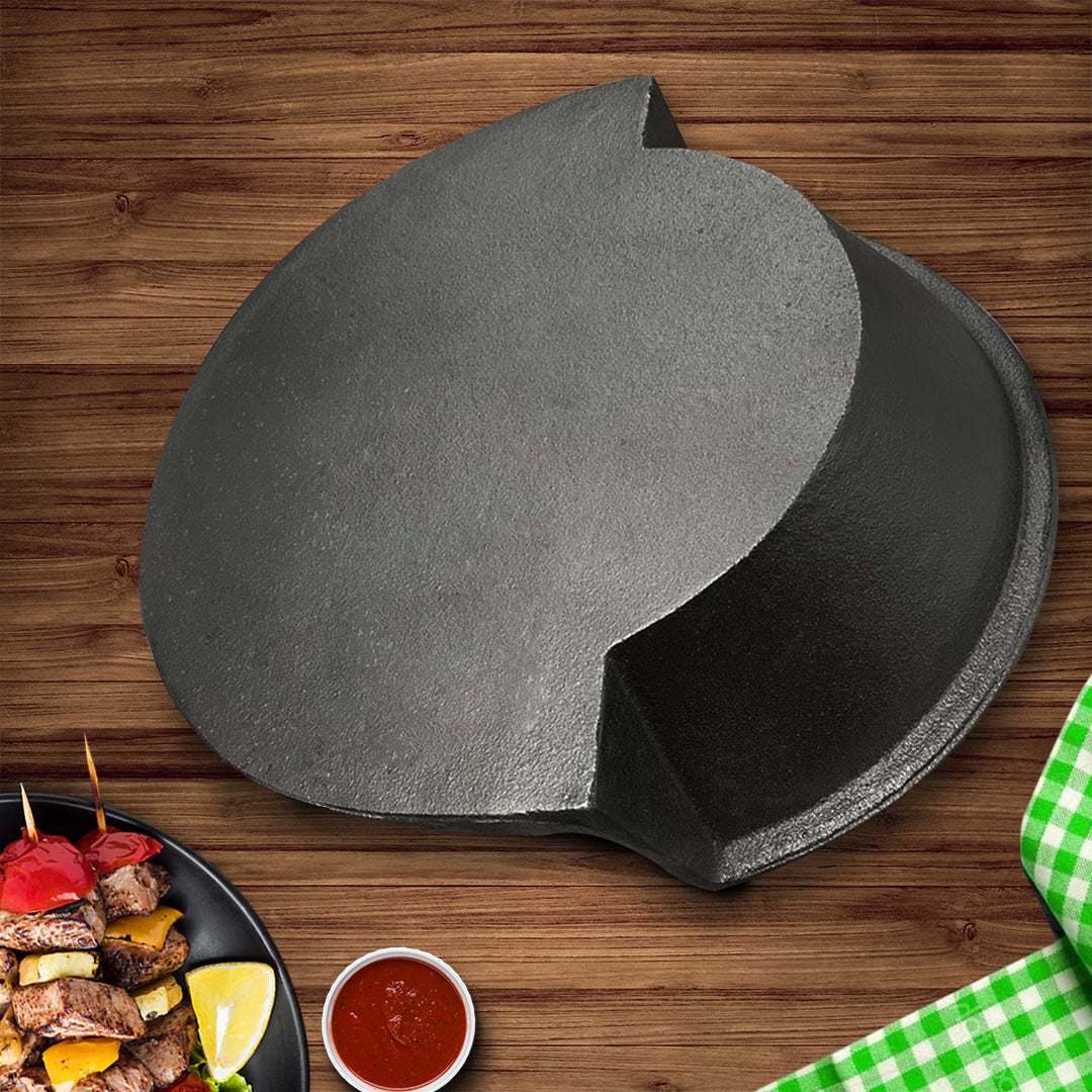 SOGA 2X 2 in 1 Cast Iron Ribbed Fry Pan Skillet Griddle BBQ and Steamboat Hot Pot - Cafe Supply