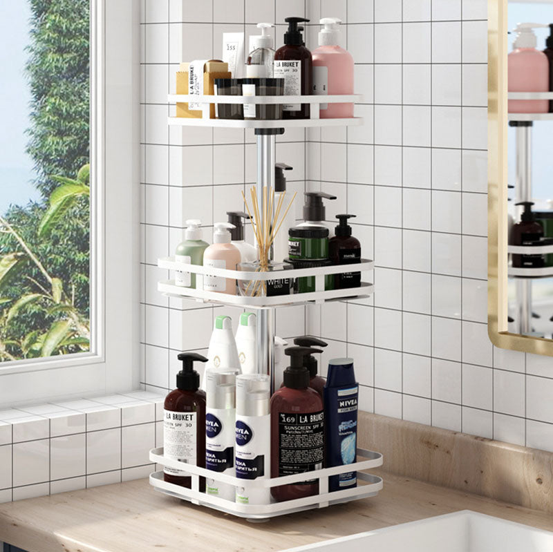 SOGA 2X 3 Tier Steel White Square Rotating Multi-Function Kitchen Portable Storage Spice Seasoning Kitchen Countertop Organiser Shelf - Cafe Supply