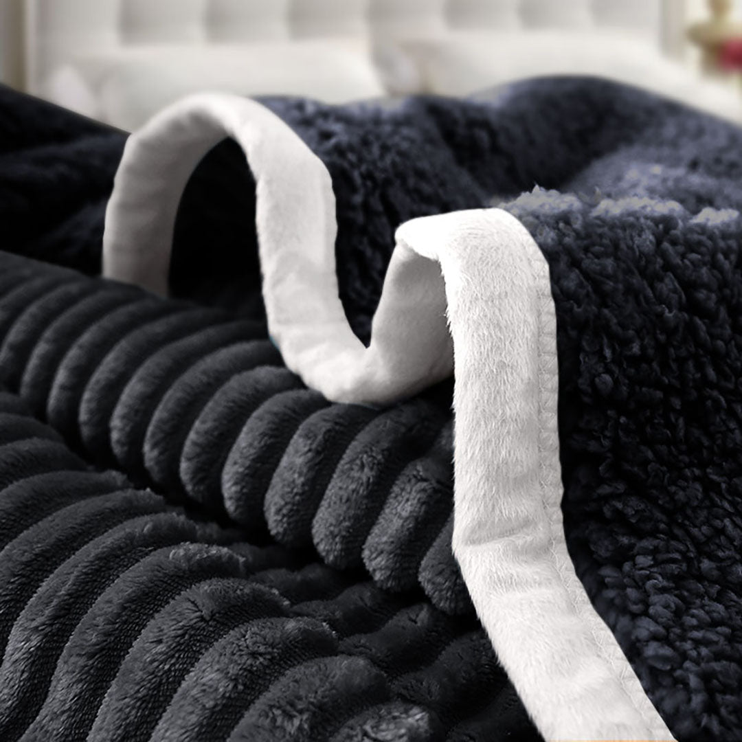 SOGA Black Throw Blanket Warm Cozy Double Sided Thick Flannel Coverlet Fleece Bed Sofa Comforter - Cafe Supply