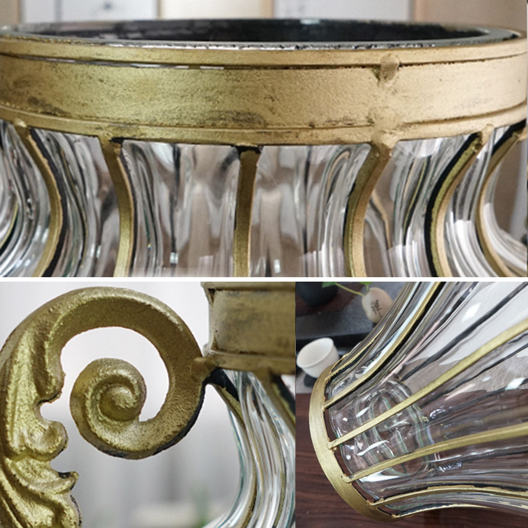 SOGA Clear European Glass Home Decor Flower Vase with Two Metal Handle - Cafe Supply