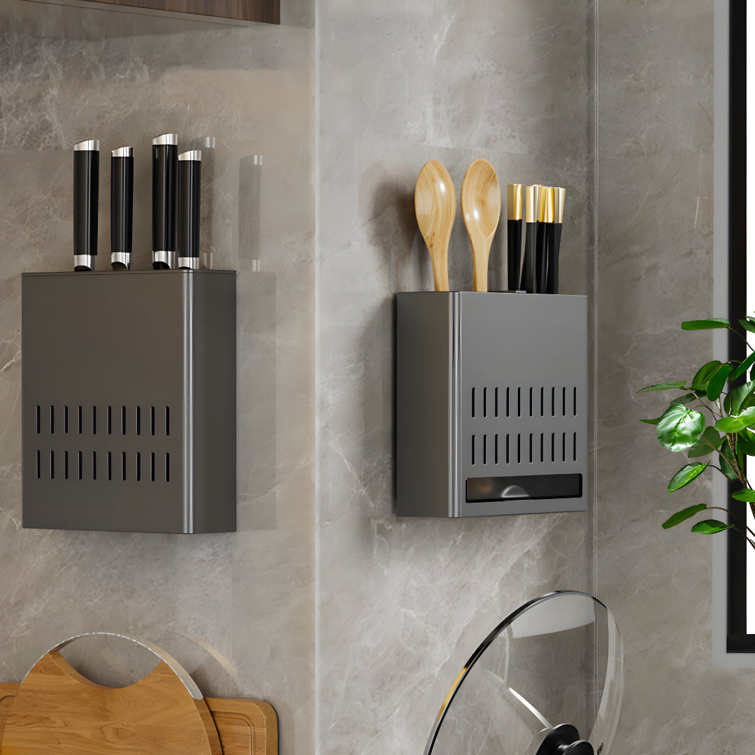 SOGA 2X Wall Mounted Kitchen Utensil Storage Rack Spoon Fork Chopstick Space-Saving Organiser - Cafe Supply