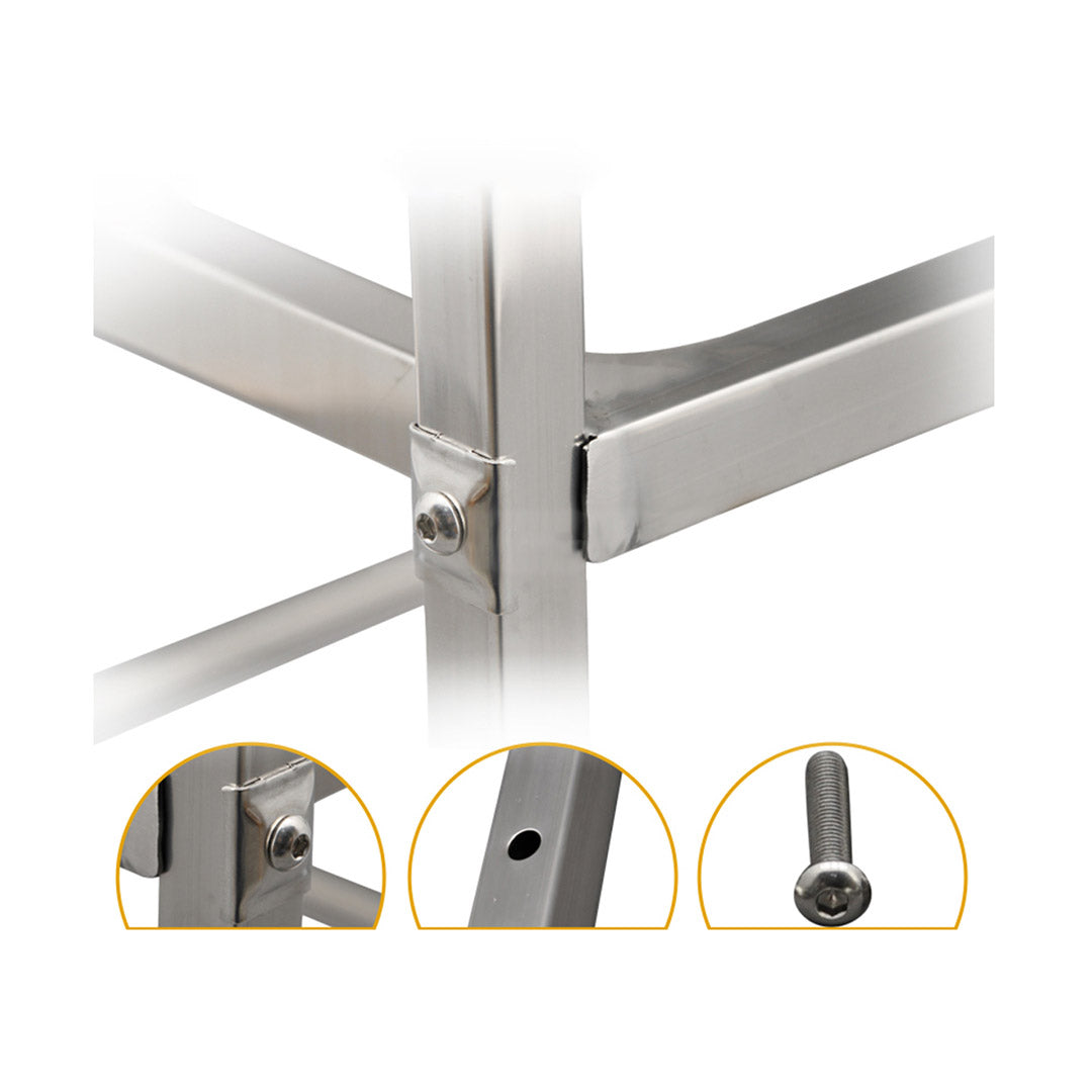 SOGA 2X 4 Tier Stainless Steel Kitchen Dinning Food Cart Trolley Utility Size Square Large - Cafe Supply