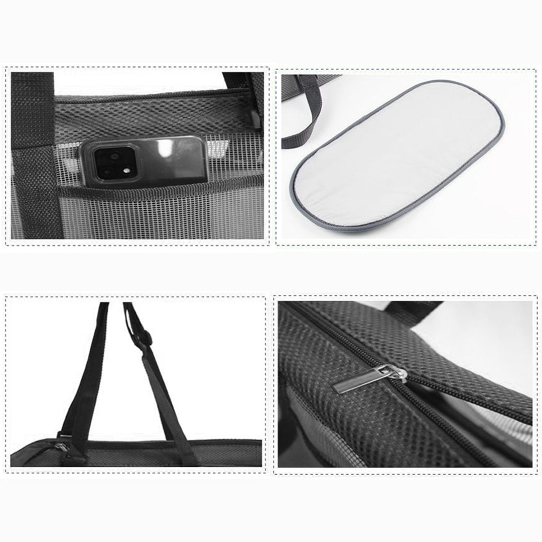 SOGA 2X Black Pet Carrier Bag Breathable Net Mesh Tote Pouch Dog Cat Travel Essentials - Cafe Supply