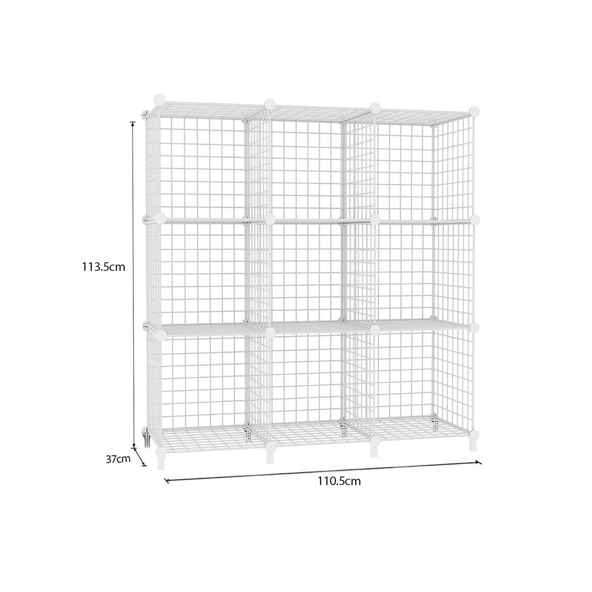 SOGA White Portable 9-Cube 3 Column Storage Organiser Foldable DIY Modular Grid Space Saving Shelf - Cafe Supply