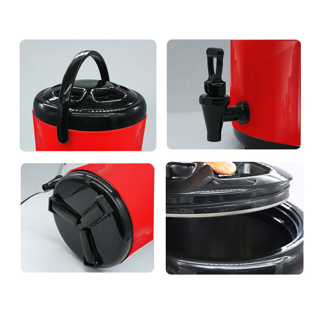 SOGA 2X 12L Stainless Steel Insulated Milk Tea Barrel Hot and Cold Beverage Dispenser Container with Faucet Red - Cafe Supply