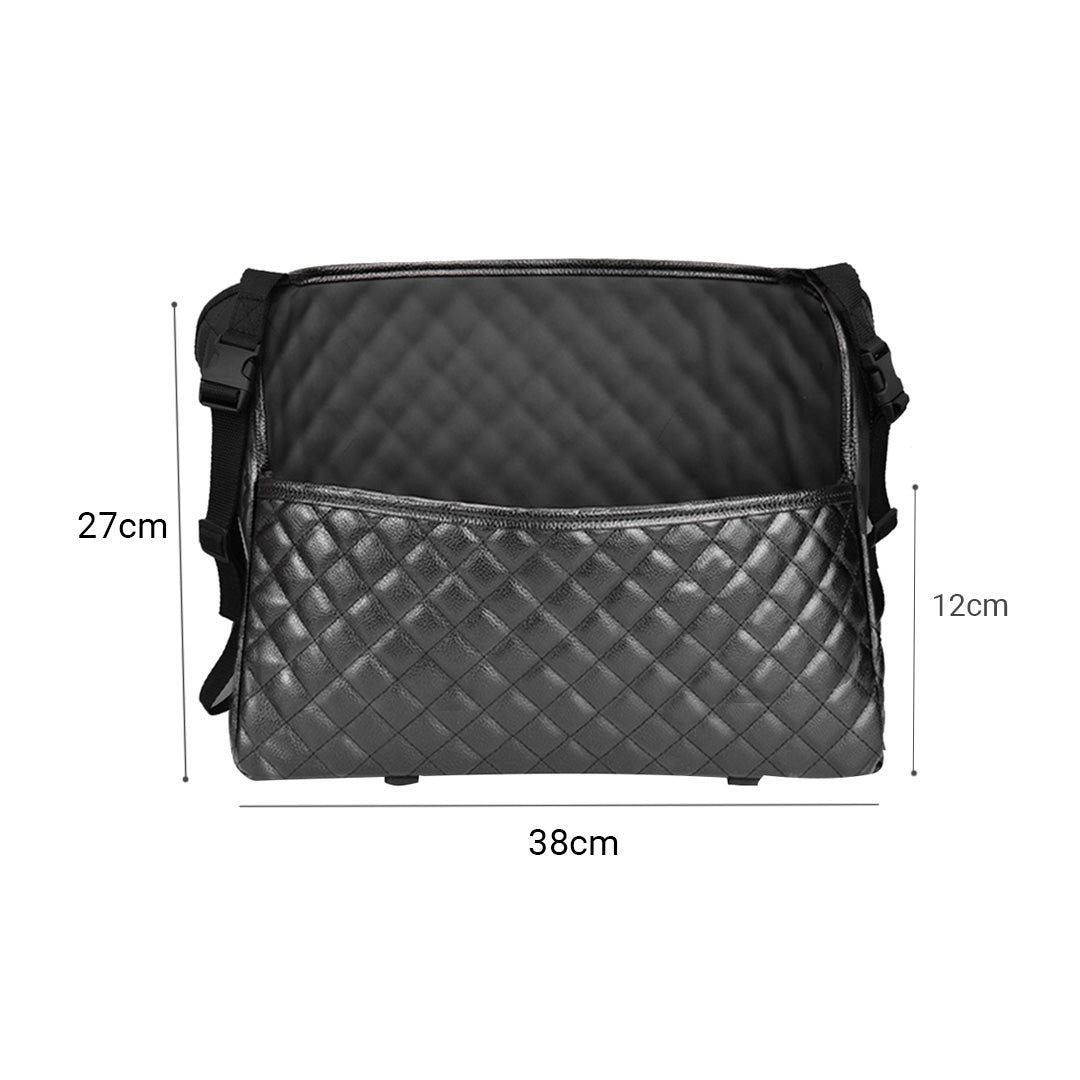 SOGA Black Leather Car Storage Portable Hanging Organizer Backseat Multi-Purpose Interior Accessories Bag - Cafe Supply