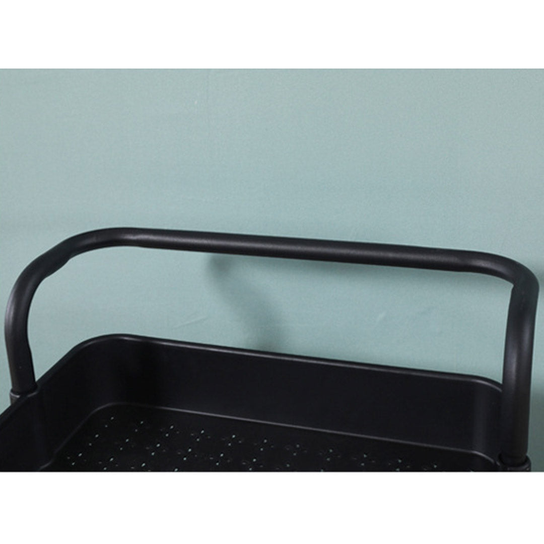 SOGA 2X 3 Tier Steel Black Movable Kitchen Cart Multi-Functional Shelves Portable Storage Organizer with Wheels - Cafe Supply