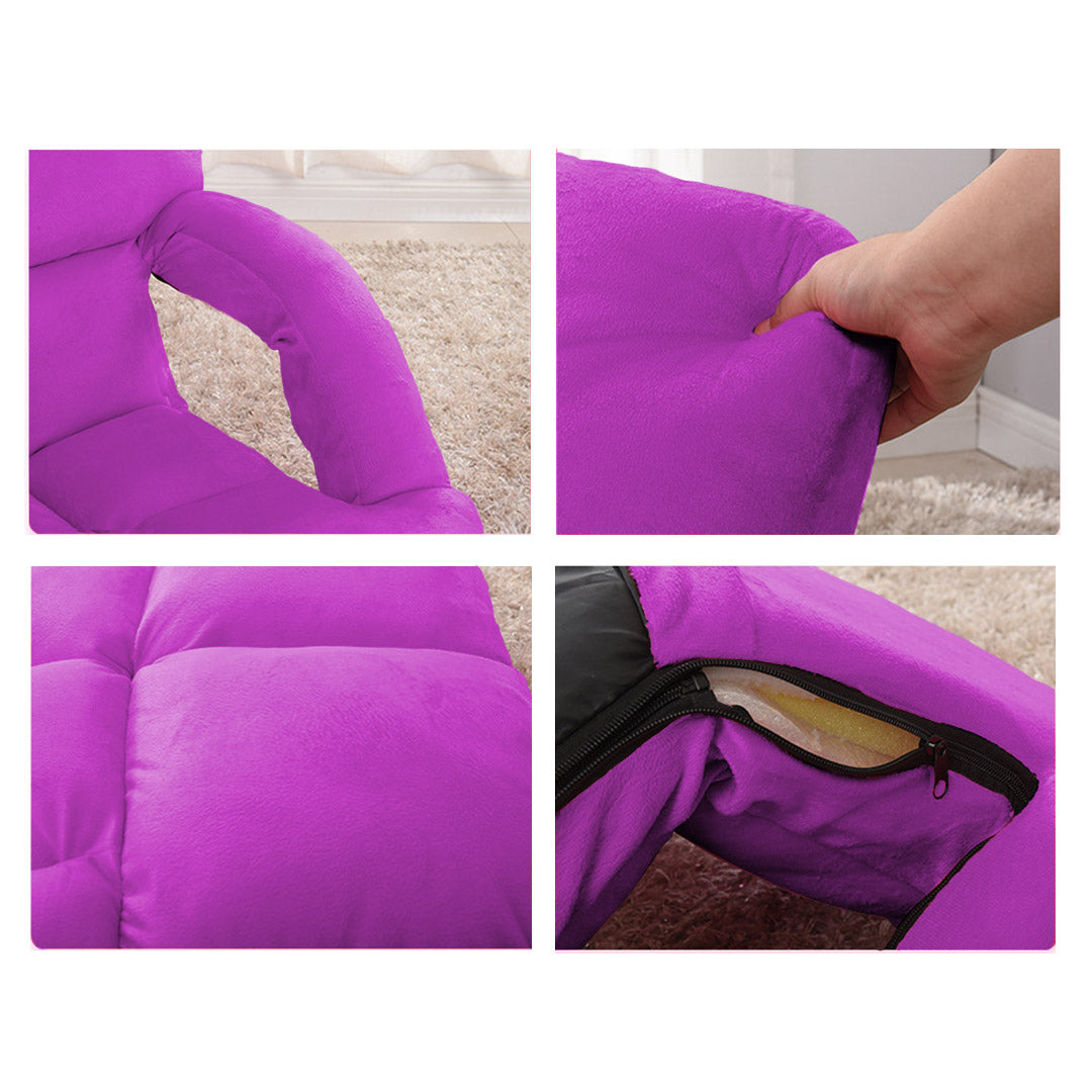 SOGA Foldable Lounge Cushion Adjustable Floor Lazy Recliner Chair with Armrest Purple - Cafe Supply