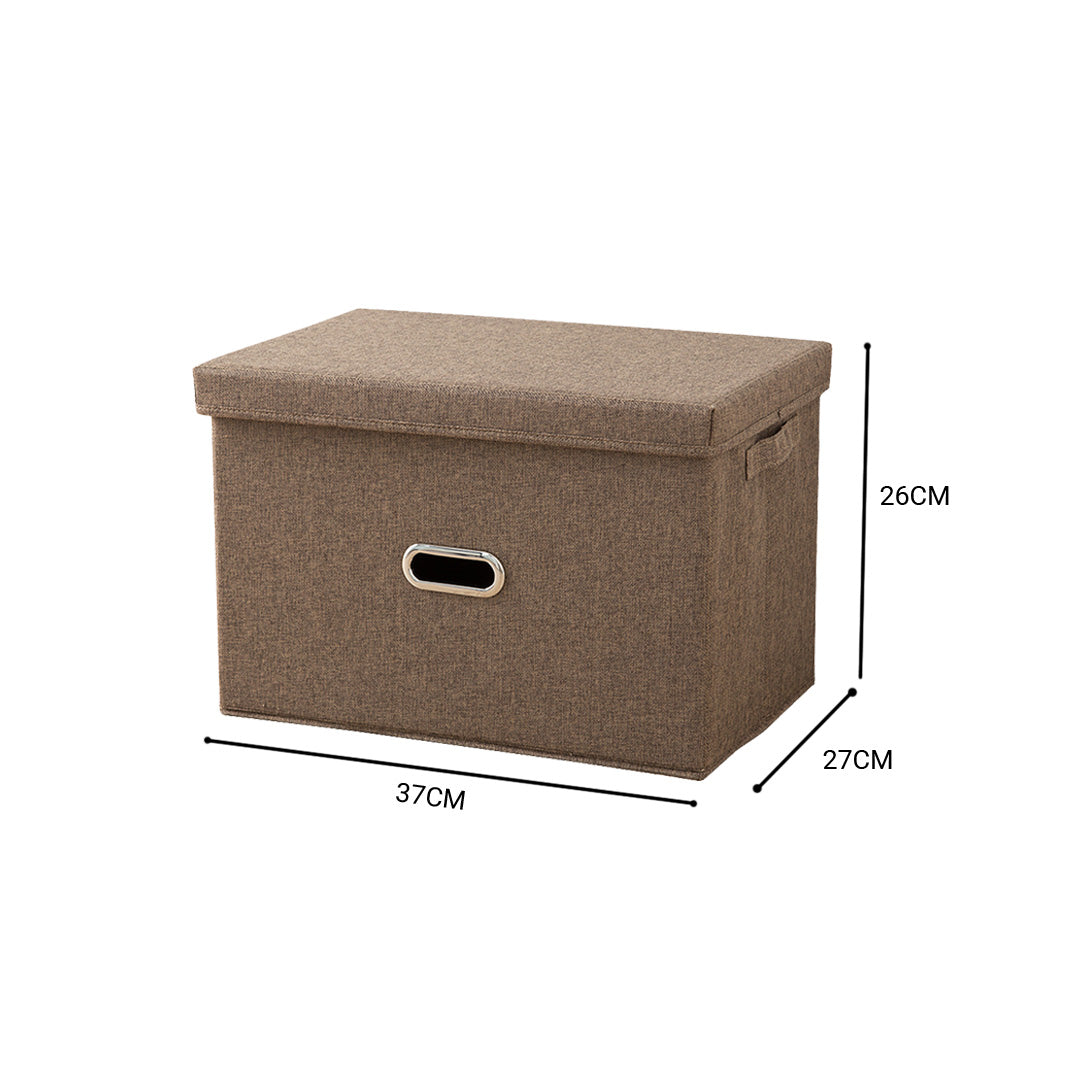 SOGA 2X Coffee Medium Foldable Canvas Storage Box Cube Clothes Basket Organiser Home Decorative Box - Cafe Supply