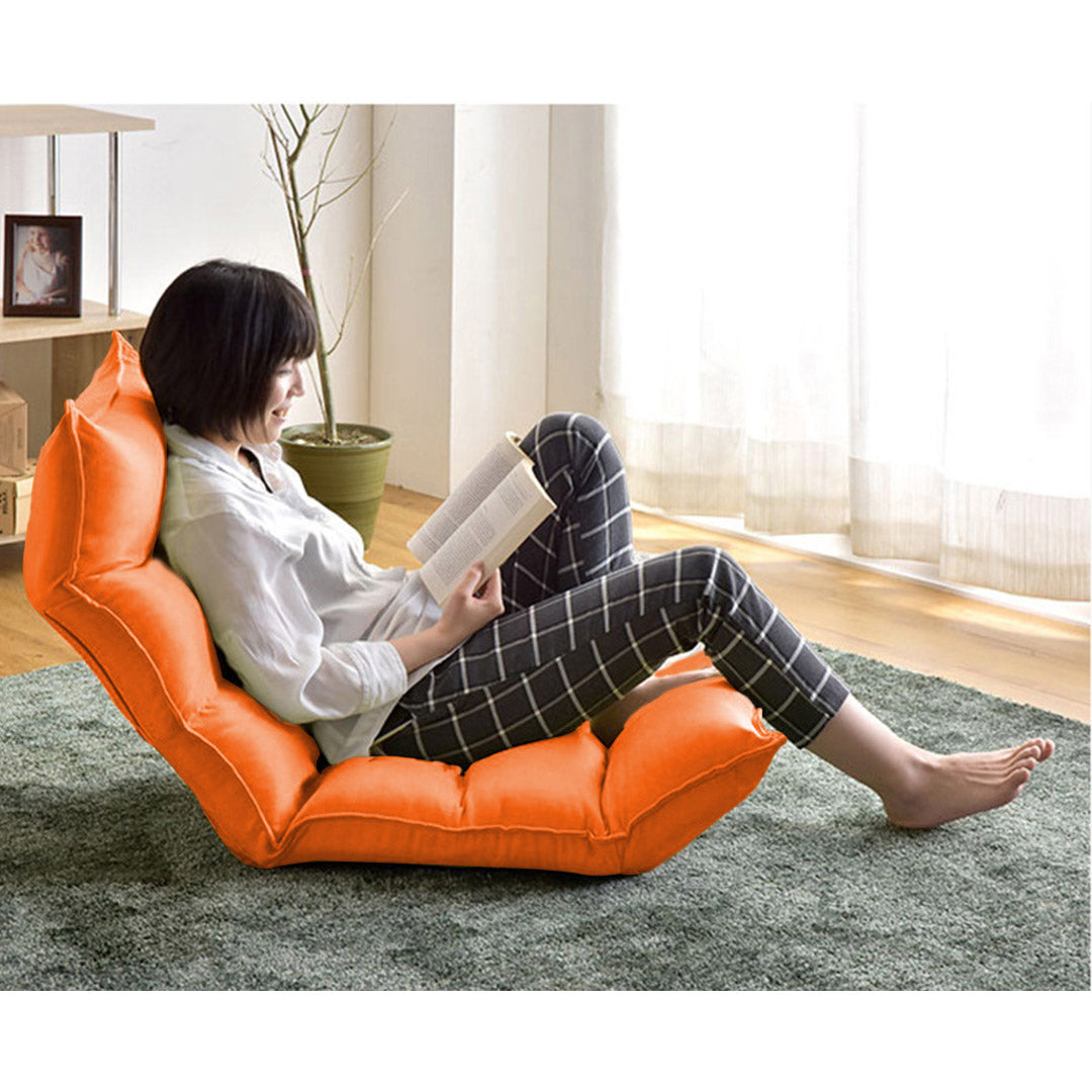 SOGA 2X Foldable Tatami Floor Sofa Bed Meditation Lounge Chair Recliner Lazy Couch Orange - Cafe Supply