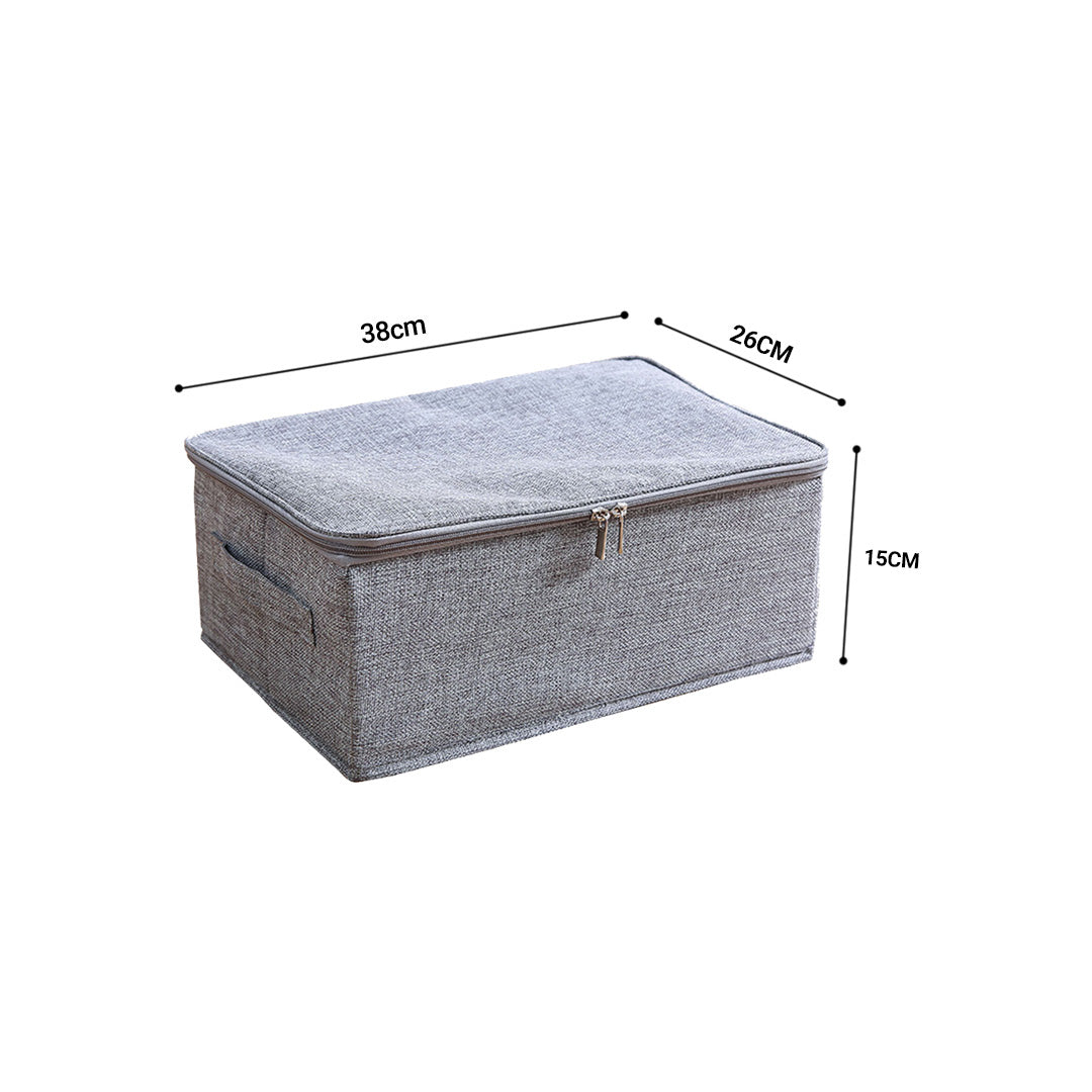 SOGA Grey Small Portable Double Zipper Storage Box Moisture Proof Clothes Basket Foldable Home Organiser - Cafe Supply