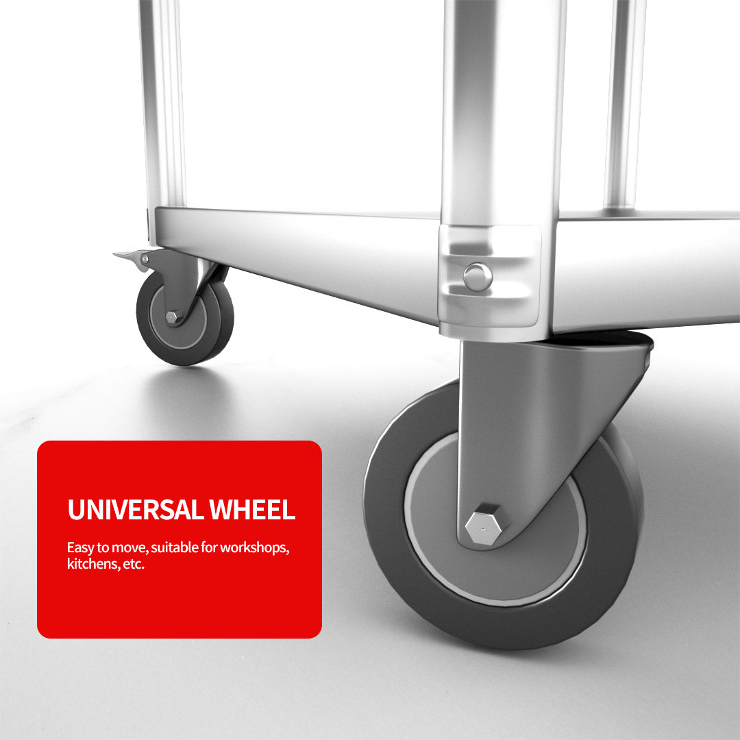 SOGA 100cm Commercial Catering Kitchen Stainless Steel Prep Work Bench Table with Backsplash and Caster Wheels - Cafe Supply