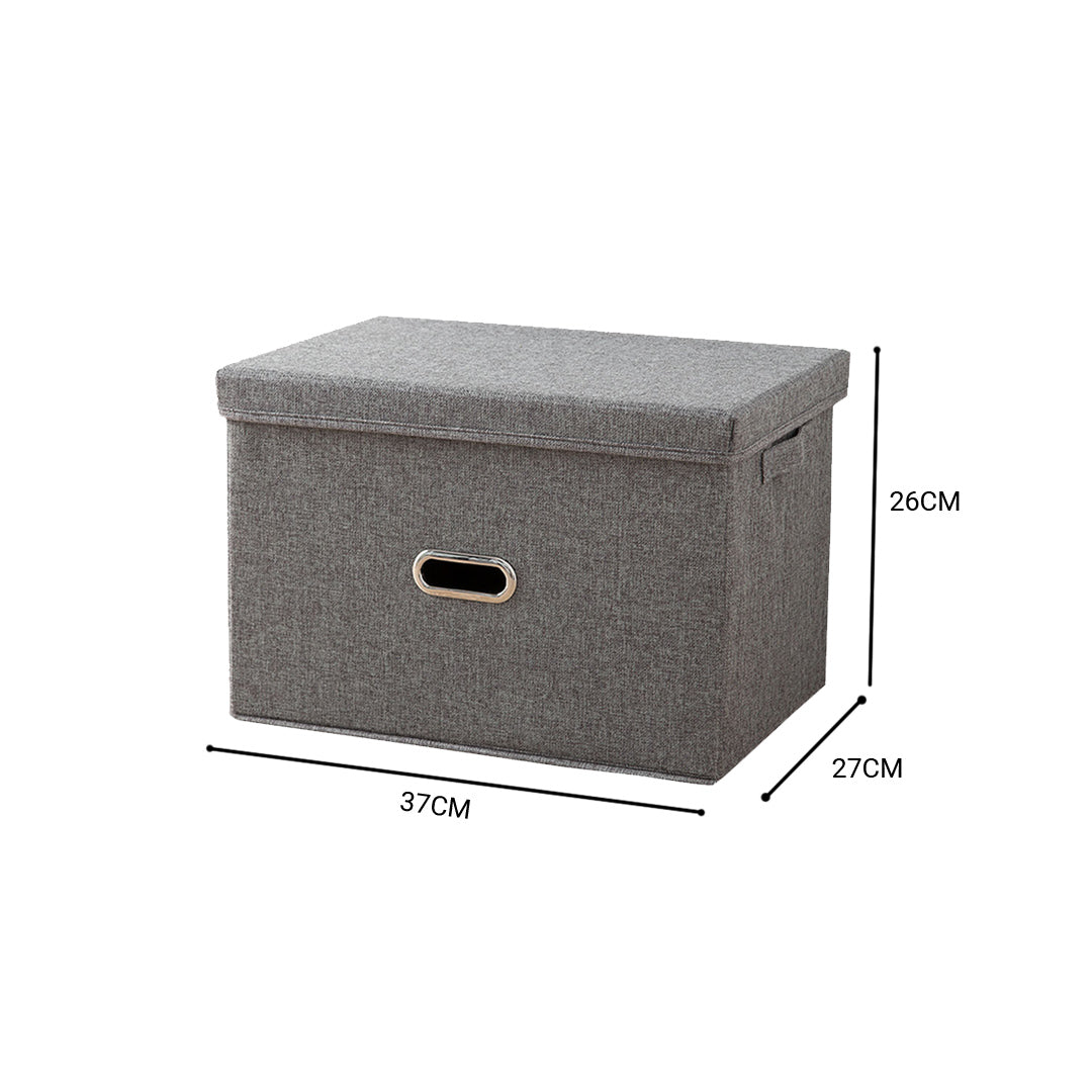 SOGA 2X Grey Medium Foldable Canvas Storage Box Cube Clothes Basket Organiser Home Decorative Box - Cafe Supply