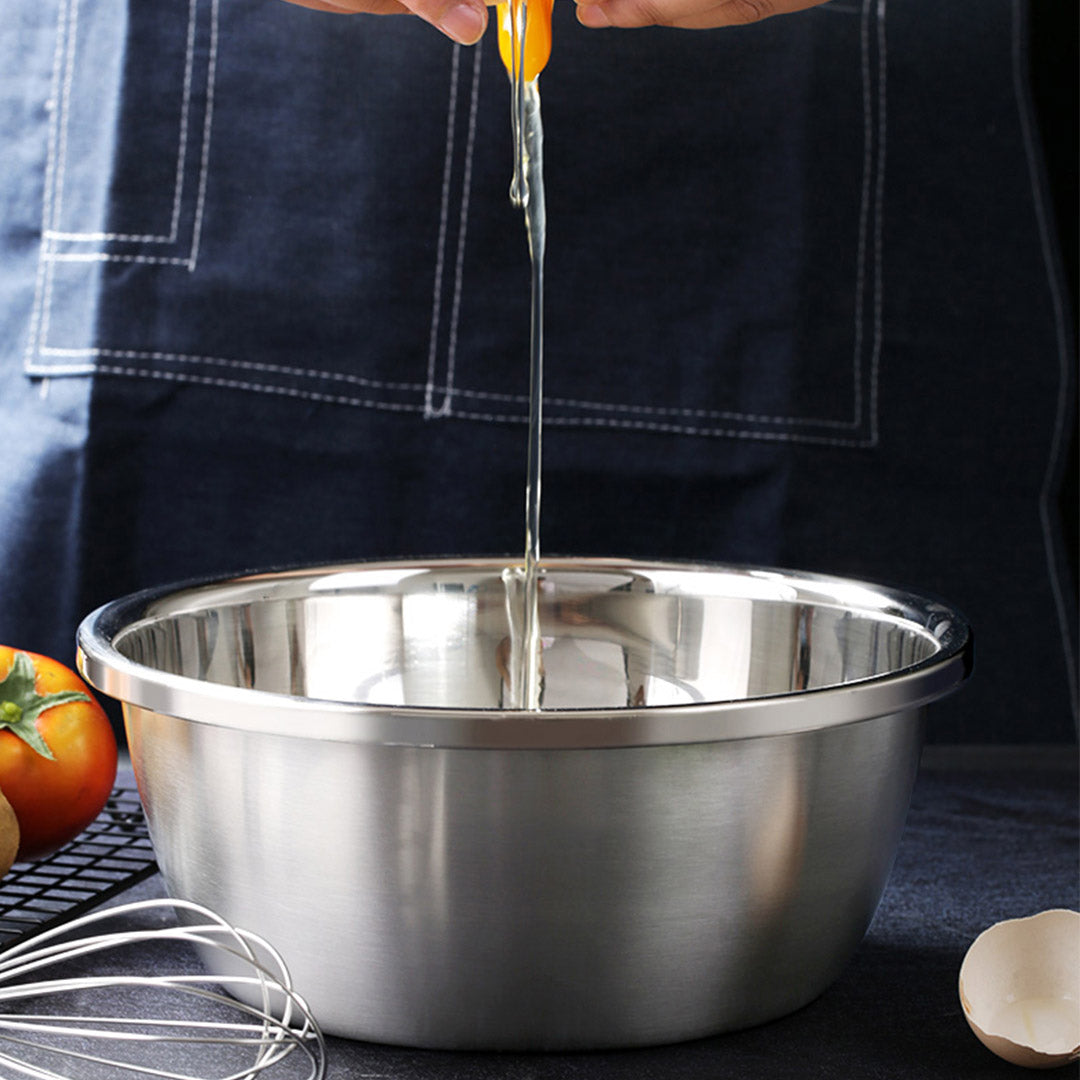 SOGA 5Pcs Deepen Polished Stainless Steel Stackable Baking Washing Mixing Bowls Set Food Storage Basin - Cafe Supply